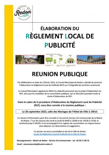 Elaboration du règlement local de publicité : réunion publique